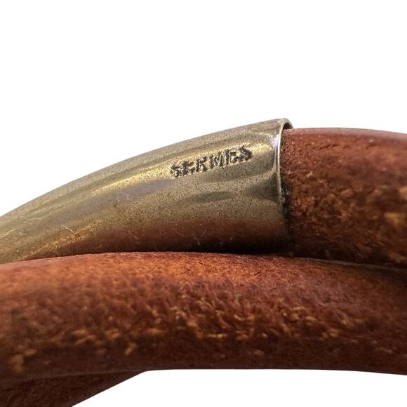 Hermes Brown Leather Tornado Bracelet - Picture 2 of 11